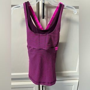 028 LuLuLemon Pink and Maroon Scoop Neck Tankless